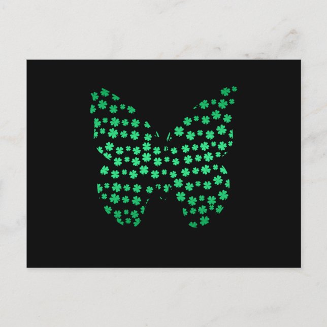 Carte Postale Jour de la Saint Patrick irlandais Shamrock papill (Devant)
