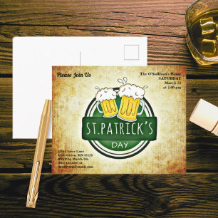 Carte Postale Jour de la Saint Patrick Party Irish Brew Invitati