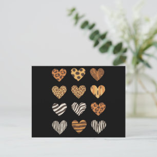 Carte Postale Jour de la Saint-Valentin Cœur Léopard Mignon 