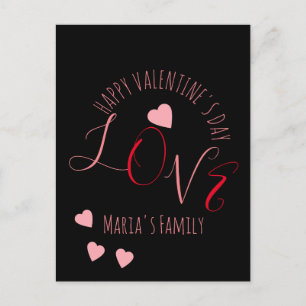 Carte Postale Jour de la Saint-Valentin Cœurs Amour Écriture Ros