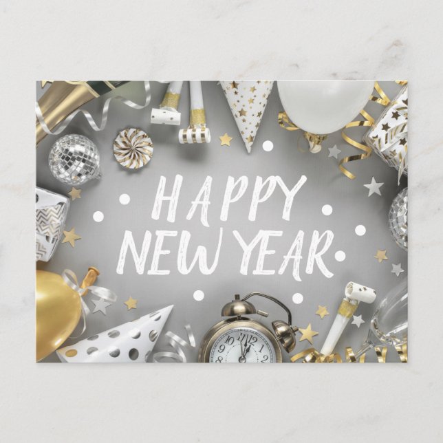 Carte Postale Jour de l'or Fête du Nouvel An Clipart (Devant)