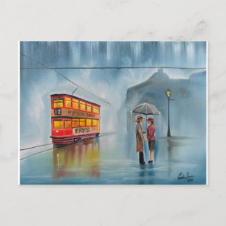 CARTE POSTALE JOUR DE PLUIE ROMANTIQUE DE COUPLE EN PARAPLUIE