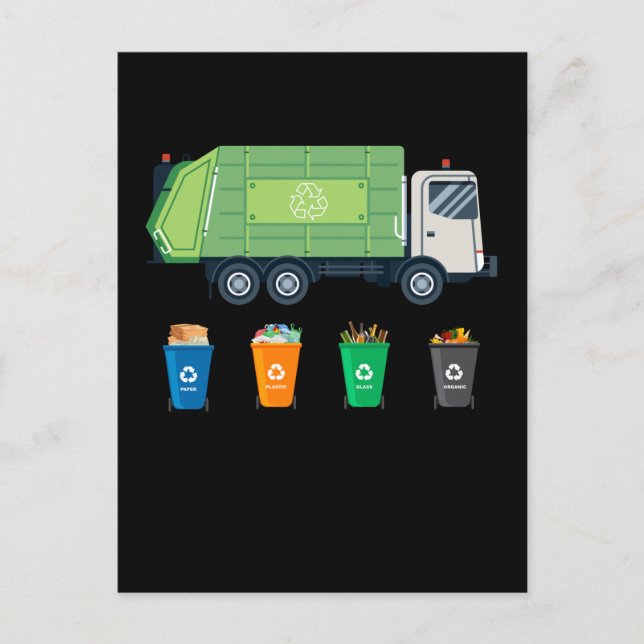 Carte Postale Jour des ordures Séparation des déchets Chariot (Devant)