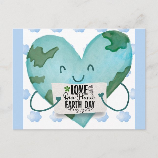 Carte Postale Jour des terres mignon Amour Notre Planète Coeur (Devant)