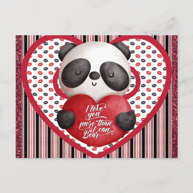 Carte Postale Jour des Valentines de l'ours de Panda (Devant)
