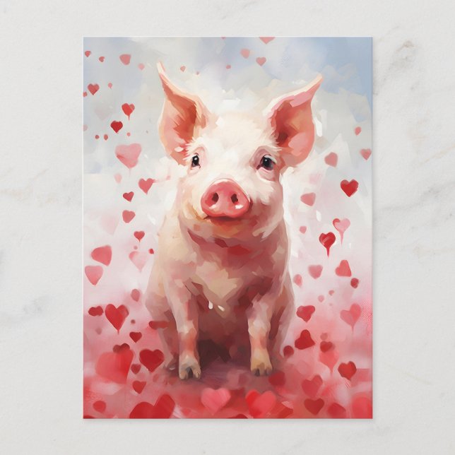 Carte Postale Jour des Valentines de porc (Devant)