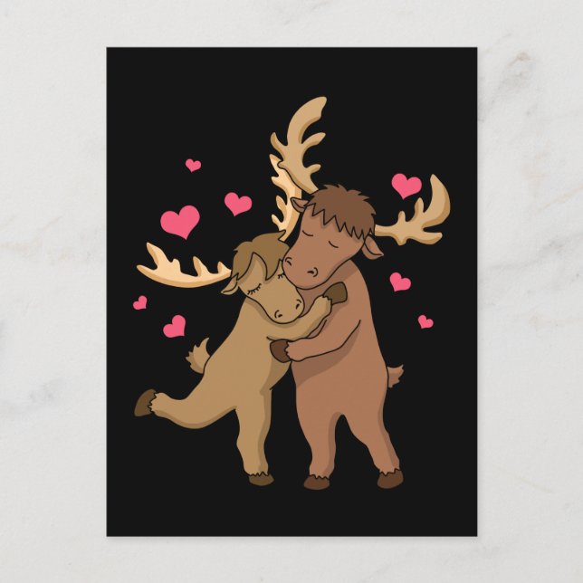 Carte Postale Jour des Valentines des femmes mignonnes d'orignau (Devant)