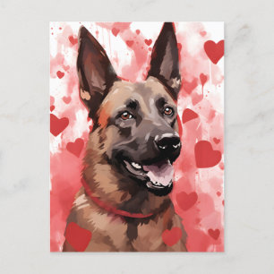 Carte Postale Jour des Valentines du Malinois