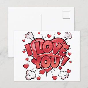 Carte Postale Jour des Valentines Pop Art
