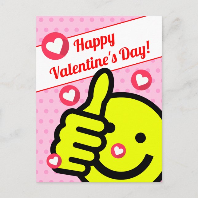 Carte Postale Jour des Valentines roses face aux mignons pouces  (Devant)