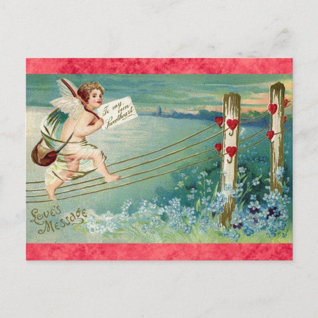 Carte Postale Jour des Valentines vintages Angel Cherub victorie (Devant)