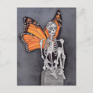 Carte Postale Jour d'Halloween du squelette mort
