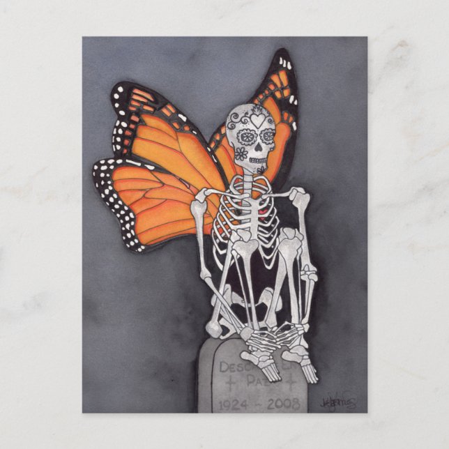 Carte Postale Jour d'Halloween du squelette mort (Devant)