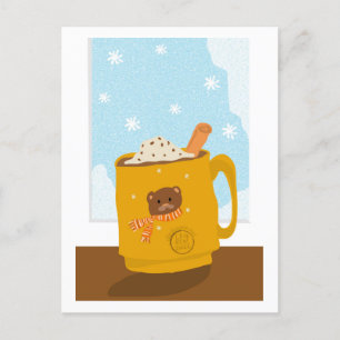 Carte Postale Jour d'hiver avec du cacao à l'ours