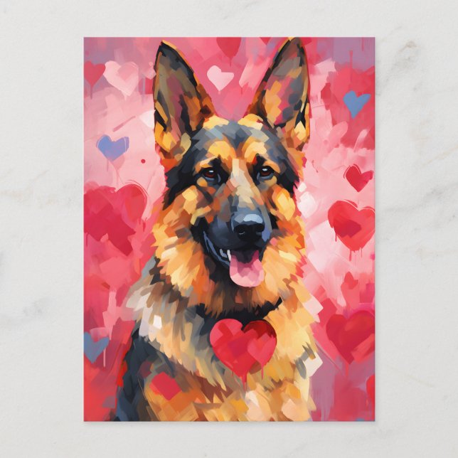 Carte Postale Jour du berger allemand Valentines (Devant)