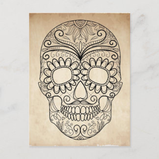 Carte Postale Jour Du Crâne Grungy Morte