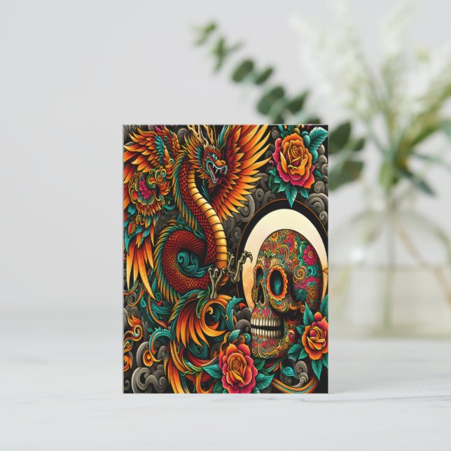 Carte Postale Jour Du Dragon Et Du Crâne Morts (Debout devant)