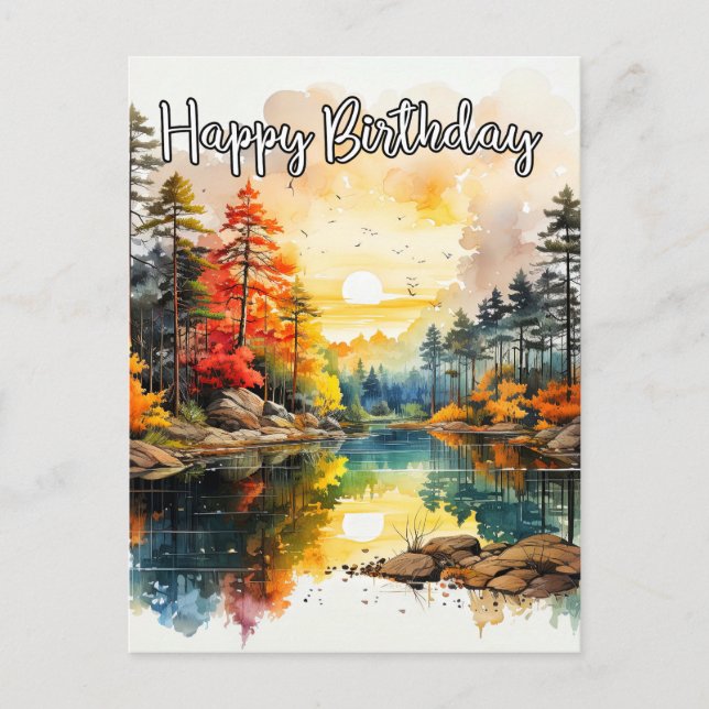 Carte Postale Jour ensoleillé sur l'étang | Joyeux anniversaire (Devant)