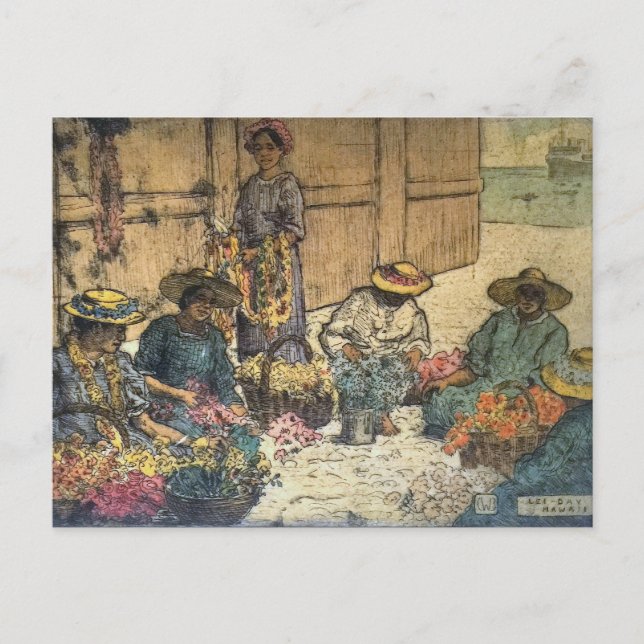 Carte Postale Jour Hawaï" - Charles W. Bartlett "de Lei (Devant)