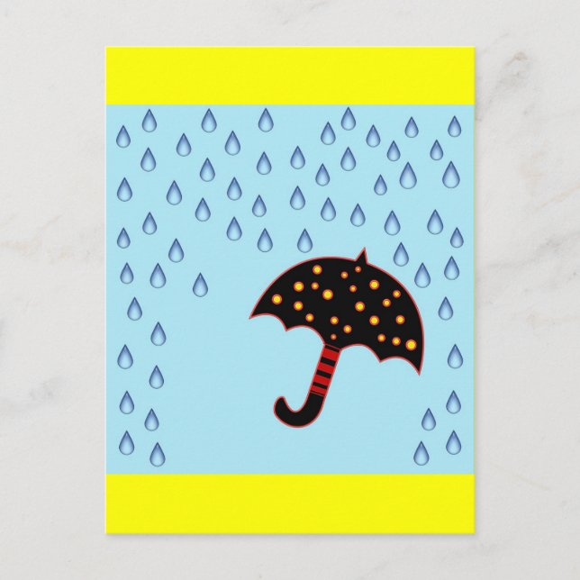 Carte Postale jour pluvieux avec parapluie (Devant)