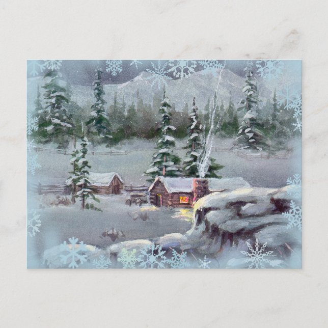 Carte Postale JOURNAL CABINE & SWNOWFLAKES par SHARON SHARPE (Devant)