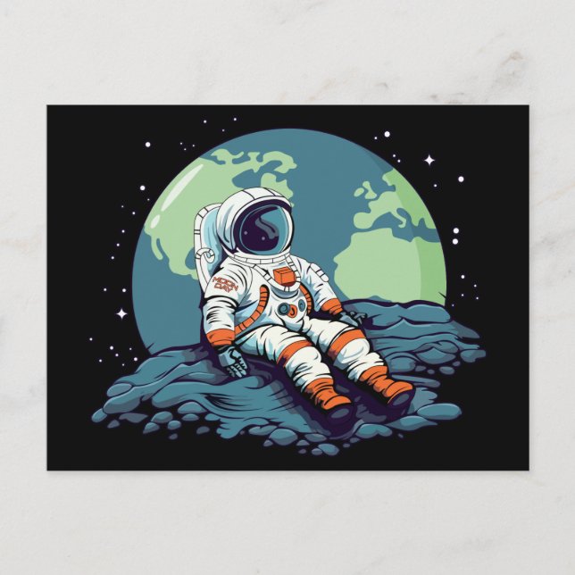 Carte Postale Journée de la Lune, astronaute sur la Lune (Devant)