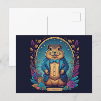 Carte Postale Journée de la marmotte A Célébration du printemps