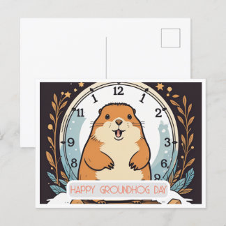 Carte Postale Journée de la marmotte A Célébration du printemps