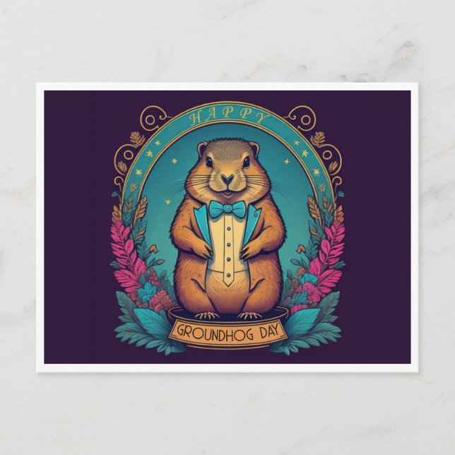 Carte Postale Journée de la marmotte A Célébration du printemps (Devant)