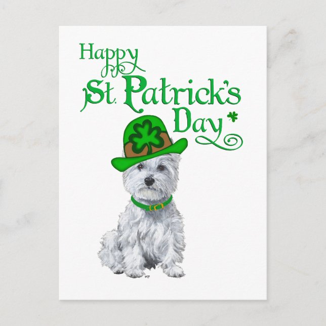 Carte Postale Journée de la Saint-Patrick des Westie (Devant)