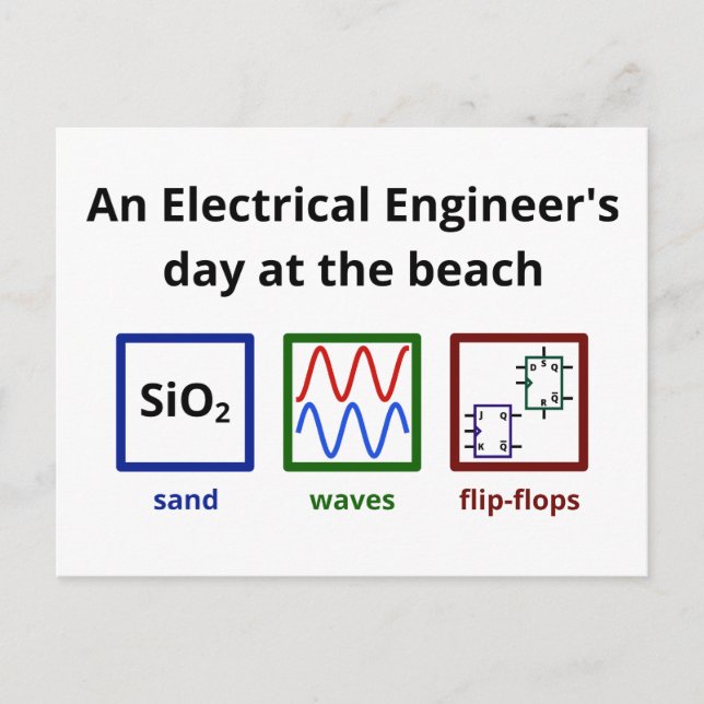Carte Postale Journée d'ingénieur électrique à la plage (Devant)