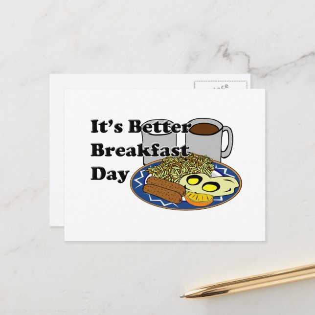 Carte Postale Journée du petit déjeuner amélioré (Devant/Arrière en situation)