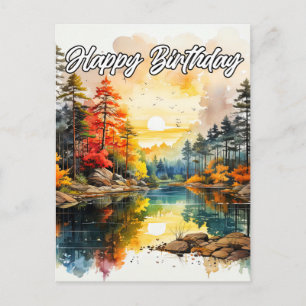 Carte Postale Journée Ensoleillée sur l'Étang Joyeux Anniversa