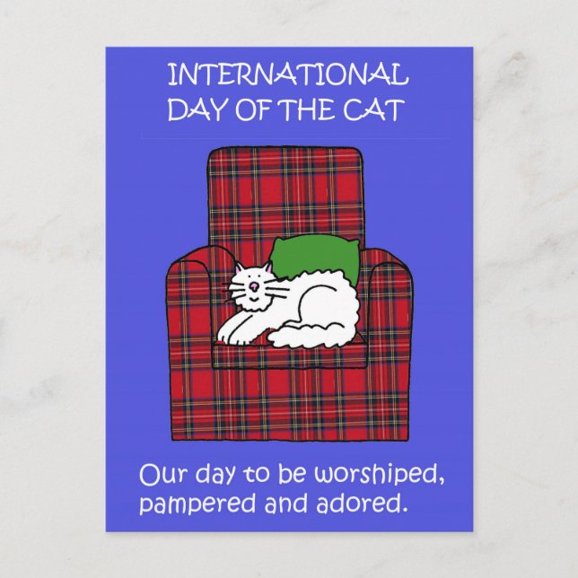 Carte Postale Journée internationale du chat 8 août Caricature (Devant)