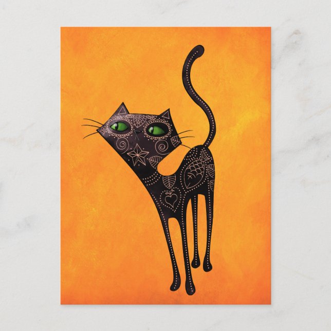 Carte Postale Journée mexicaine noire du chat mort (Devant)