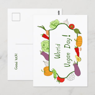 Carte Postale Journée mondiale de la Végétarien minimaliste mang