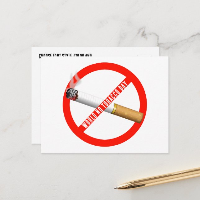 Carte Postale Journée mondiale du tabac (Devant/Arrière en situation)