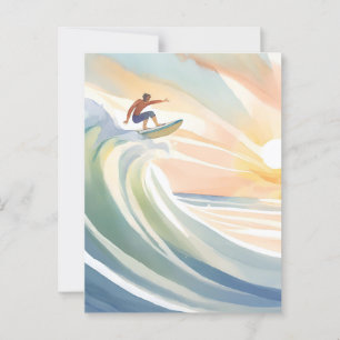 Carte Postale Journées de surf Aquarelle de vague océanique su