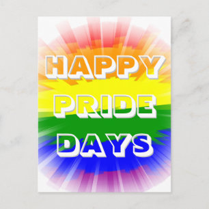 Carte Postale Jours de fierté heureux Drapeau arc-en-ciel éclata