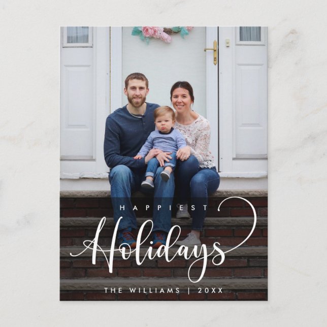 Carte Postale Jours fériés heureux, voeux de Noël Photo de famil (Devant)