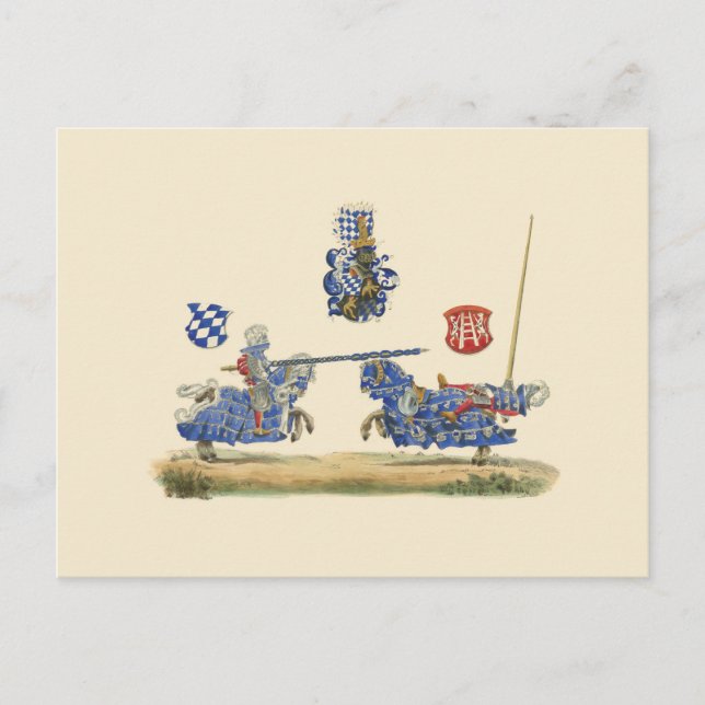 Carte Postale Jousting Knights - Thème médiéval (Devant)