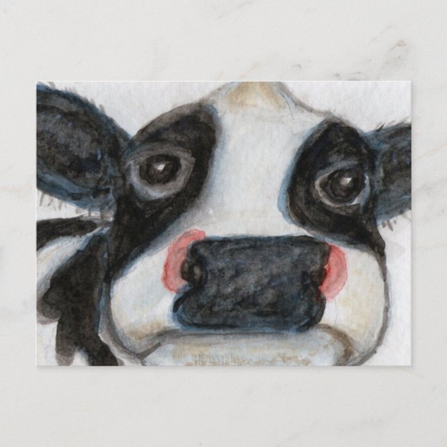 Carte Postale Jovely Cow aquarelle anniversaire merci (Devant)