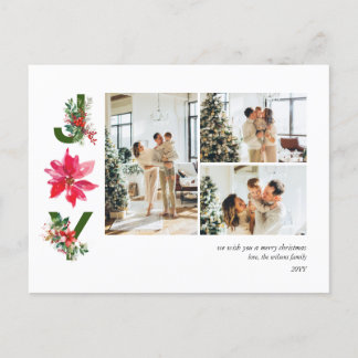Carte postale Joy Minimalist 3 Photo Collage Holid