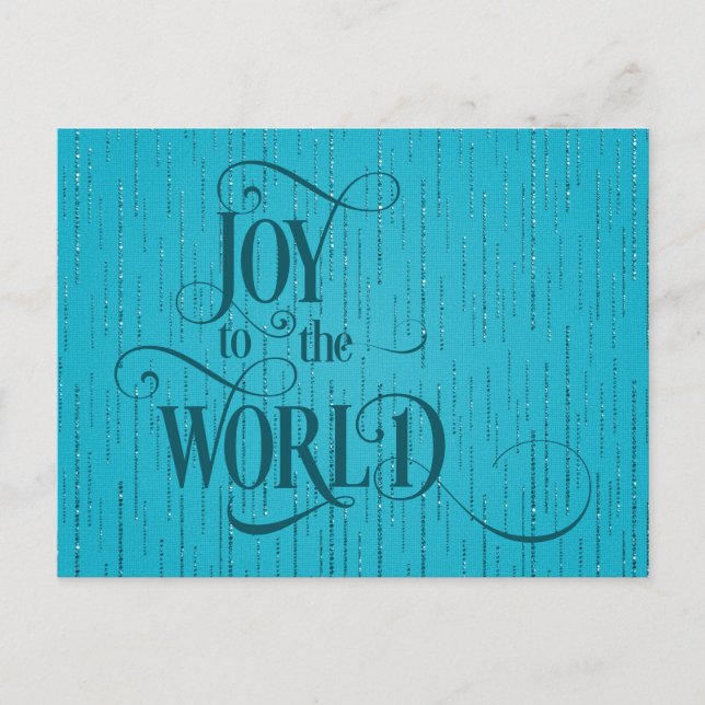 Carte Postale JOY TO THE WORLD Dark Teal Script Christmas  (Devant)