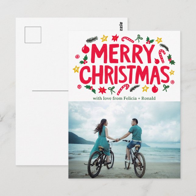 Carte Postale JOYE NOËL FÊTE DE Noël PHOTO PERSONNALISÉE (Devant / Derrière)