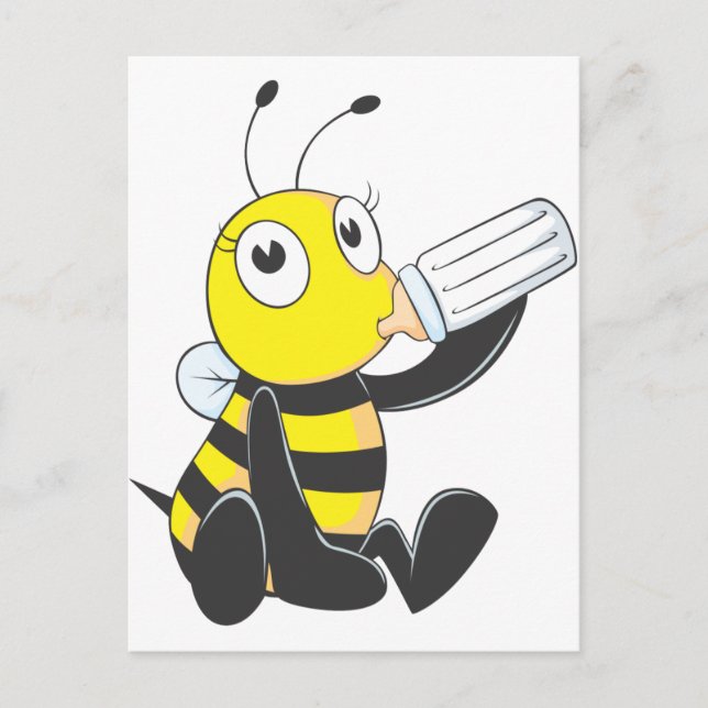 Carte Postale Joyeuse abeille de bébé boit du lait (Devant)