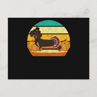 Carte Postale Joyeuse Action de grâce dachshund jour de dinde au