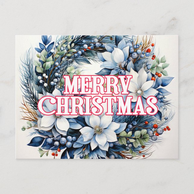 Carte Postale Joyeuse couronne de Noël | Joyeuses fêtes (Devant)