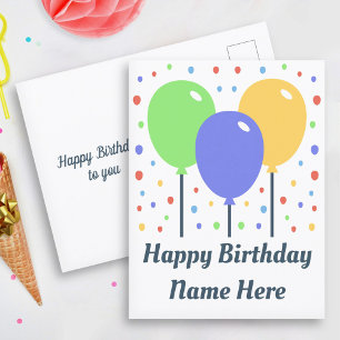 Carte postale Joyeuse d'anniversaire avec ballons
