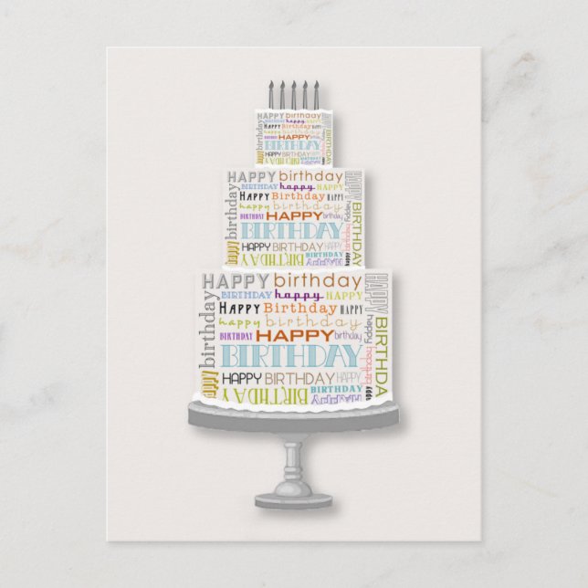 Carte postale Joyeuse de la typographie du gâteau  (Devant)